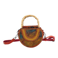 Sac à main bandoulière en soie Xiangyun tressée en bambou, style ethnique chinois vintage, pour femme, pour téléphone et monnaie