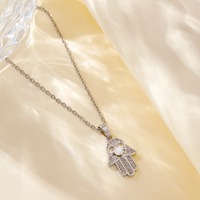Collier pendentif en zircon électroplaqué pour femme, style Europe & Amérique, chaîne à maillons en cuivre, vente en gros transfrontalière