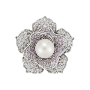 Camellia Flower Brooch Women's Zinc Alloy Micro Inlay Zircon <b>Magnetic</b> <b>Clasp</b> Gift Jewelry - Product Image 5