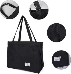 Sac fourre-tout en toile grande capacité, échantillon gratuit, pour le travail, les trajets domicile-travail, l'école, sac en tissu à bandoulière unique, haute esthétique - Product Image 4