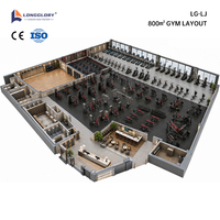 Conception de salle de sport sur mesure, salle de sport commerciale de 800 m², équipement de fitness complet, entraînement cardio, machines de musculation