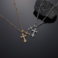 Collier en acier inoxydable plaqué or avec pendentif croix entièrement serti de diamants de haute qualité, unisexe, pour couple, cadeau de bijoux