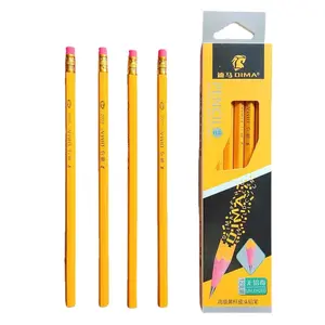 Деревянный шестигранный желтый стержень с ластиком, карандаш hb от производителя