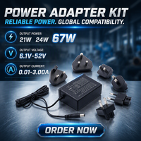 Adaptateur d'alimentation médical AC/DC 21W 24W 67W ITE à découpage 9V 12V 24V 0.7A 1A 2A 3A, alimentation de laboratoire avec fiches interchangeables