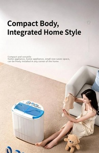 Silent Operation <b>Mini</b> Twin Portable Semi-automatic Plastic Smart Washing Machine for Household Use Double-barrel Spin-drying - Product Image 2