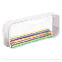 Top vente souple transparent en pvc transparent en plastique crayon pochette école étui à crayons en pvc