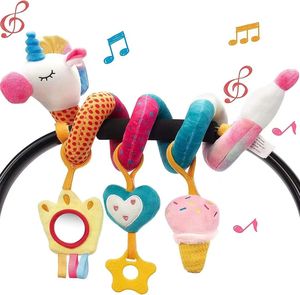 Jouet spirale noir et blanc à contraste élevé pour berceau de bébé avec clochettes, jouet sensoriel en peluche à suspendre pour poussette et lit de bébé - Product Image 2