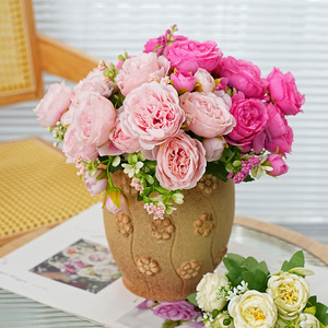 Bouquet de pivoines artificielles Kch, fleurs en soie faites à la main, décoration de mariage et de maison, 5 têtes, rose - Product Image 2