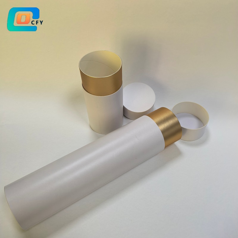 Custom Paper Tube Packaging with Plastic Lid Eco-Friendly Biodegradable Kraft / Art Paper Tube
