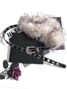 <span class=keywords><strong>Ceinture</strong></span> pour <span class=keywords><strong>femme</strong></span> en fourrure <span class=keywords><strong>argentée</strong></span> ornée de strass, <span class=keywords><strong>ceinture</strong></span> brillante en peluche, nouvelle <span class=keywords><strong>ceinture</strong></span> tendance Y2K polyvalente avec boucle à ardillon et œillets - Product Image 5