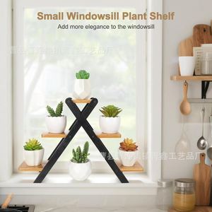 Soporte de bambú para plantas de mesa, estante de madera de 3 niveles para suculentas, exhibición interior y exterior - Product Image 3