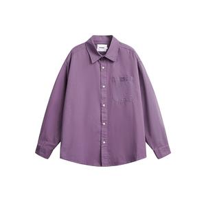 2025 nueva camisa de satén para <span class=keywords><strong>hombre</strong></span> Retro Color sólido tendencia nacional estilo básico japonés urbano algodón suelto soporte largo 100% algodón - Product Image 5