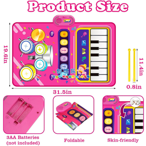 EPT Alfombra Musical 2 en 1 con Piano y Batería para Bebés - Juguete Musical Infantil <span class=keywords><strong>de</strong></span> 12 a 18 <span class=keywords><strong>Meses</strong></span>, Regalos <span class=keywords><strong>de</strong></span> Cumpleaños y Pascua para Bebés, Alfombra <span class=keywords><strong>de</strong></span> Piano para Bebés, Juguete para Niños Pequeños - Product Image 5