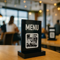 Affichage de signe de menu de support de code QR d'acrylique fait sur commande noir pour des restaurants