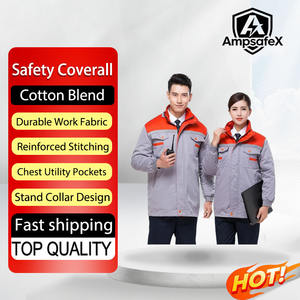 Overol de Seguridad para Trabajo en Invierno, Color Gris con Rojo, Uniformes Industriales Resistentes para Mecánicos y Trabajadores de Taller - Product Image 1