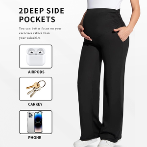 <span class=keywords><strong>Pantalon</strong></span> de <span class=keywords><strong>travail</strong></span> de maternité taille haute amincissant et très élastique, confortable, noir, pour femmes enceintes, coupe droite - Product Image 2