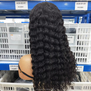 Wig Frontal HD gelombang laut WANITA HITAM grosir dengan bundel rambut manusia depan renda bergelombang transparan - Product Image 2