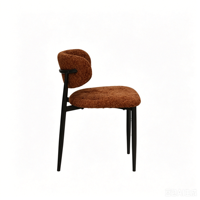 Chaise de salle à manger confortable et luxueuse avec pieds en métal, en tissu velours capitonné, style moderne du milieu du siècle