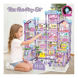 Mini maison de jeu en briques, ensemble de cuisine pour enfants, modèle en PVC plastique à monter soi-même, meubles décoratifs, scène créative, cadeau - Product Image 5