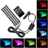 A80 RGB Voiture 4 en 1, éclairage d'ambiance intérieur 36 LED multicolore, contrôle vocal et rythme musical, bande lumineuse décorative avec télécommande DC12V