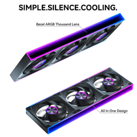 Ventilador de caja ARGB upHere de 360 mm, paquete triple, juego de ventiladores de refrigeración con aspas estándar PWM de 120 mm para radiador de refrigeración por agua de PC y caja.