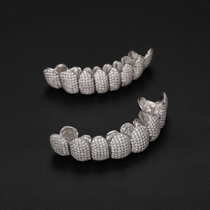 Grillz en <span class=keywords><strong>Argent</strong></span> 925 Hip Hop avec Moissanite Solide, Grillz Haut et Bas pour Dents, Protège-Dents Buccaux Punk, Bijoux de <span class=keywords><strong>Rappeur</strong></span> Kingber - Product Image 3