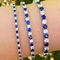 Le plus populaire 2mm 3mm 4mm deux tons Moissanite Tennis chaîne VVS diamant glacé 925 argent femmes saphir bleu Tennis Bracelet