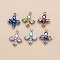Pendentif trèfle à quatre feuilles en zircon serti griffes en tungstène 10 mm, breloque pétale en zircon chic et de niche pour colliers et bracelets DIY