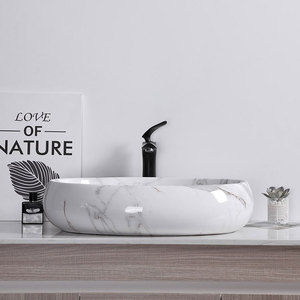 Cuenco de mano de lavado de piedra de cerámica de lavabo de mármol azul blanco de Venta caliente con instalación de montaje baño WC producto de calidad Affordab - Product Image 3