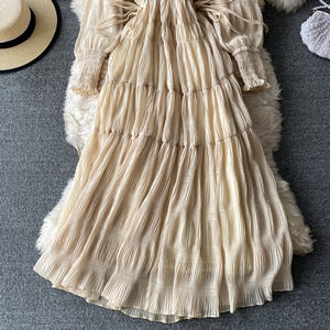 Vestido de gasa con cuello en V New Seaside Holiday Dessert Falda larga de columpio grande Tailandia Travel <span class=keywords><strong>Bali</strong></span> Beach Falda Mujer - Product Image 5