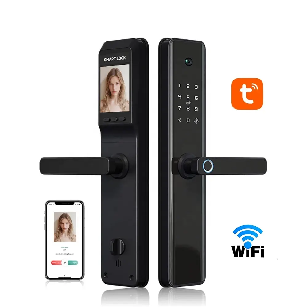 Wholesale Factory Price Electric Tuya App Smart Digital Door Lock Outdoor With Wifi Fingerprint Camera
