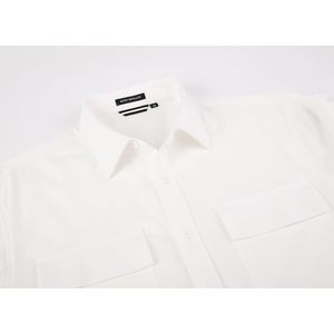 Camisa de Vestir Personalizada para Hombre, Manga Larga, Blanca, de Algodón y Elastano, Antiarrugas, Corte Casual de Negocios - Product Image 6