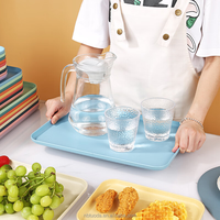 Plateau et plateaux en plastique réutilisables sans BPA pour servir des plats, apéritif, dessert aux fruits, plateaux de service empilables