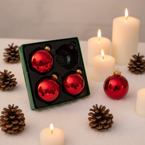 Hot Selling Custom Shiny Red Glass Ball Ornament Box Set Glass Blown Christmas Ball Ornaments for Xmas Tree Hanging <strong>Baubles</strong> - Product Image 1