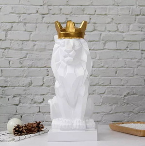 Statua <span class=keywords><strong>di</strong></span> <span class=keywords><strong>Leone</strong></span> della Foresta in Resina, Scultura <span class=keywords><strong>di</strong></span> <span class=keywords><strong>Leone</strong></span> con Corona Bianca, Nera e Dorata, Artigianato in Resina per la Casa - Product Image 5