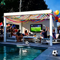 Pergola bioclimatique ANCSEM 3x4m avec poutres et lames réglables de 150 mm, gazebo extérieur en aluminium pour jardin et visionnage de football
