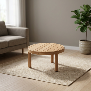 Ensemble de table à manger 2 places en bois massif rond, écologique, durable, imperméable, design minimaliste moderne, meubles de maison stables - Product Image 4