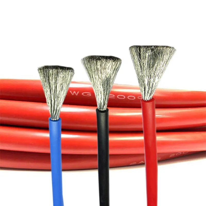 High Temperature Cable Silicone Coated Wire Low Voltage Flexible 8Awg 10 12 14 16 18 20 22 24 Awg Silicon Cable