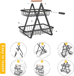 Hot Selling Accessories Matching <b>Kitchen</b> Cabinets Countertops Fruit Storage Basket <b>Kitchen</b> Picnic Basket Storage <b>Rack</b> - Product Image 4