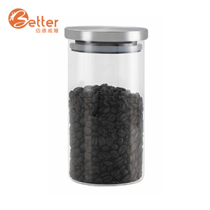 Vaso di vetro del coperchio del Silicone dell'acciaio inossidabile di stoccaggio della scatola metallica dello zucchero del caffè della cucina dell'erogatore dell'alimento secco del rifornimento della cina - Product Image 3