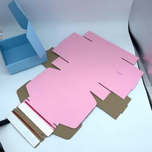 Caja de envío de cartón para correo de comercio con logotipo personalizado, tira adhesiva de rasgado, caja de correo con autosellado postal abierto, rosa con tira de cremallera - Product Image 2