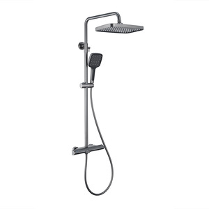 Douche murale minimaliste Vimijia en cuivre massif avec jet supérieur, 38° température constante, gris anthracite, robinet de salle de bain - Product Image 2