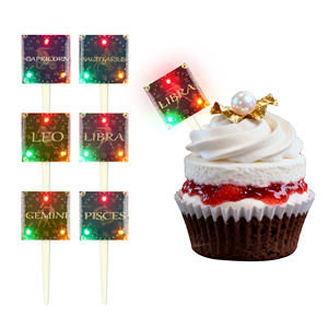 Décorations de gâteaux carrées LED réutilisables avec piles pour Noël, bars, boissons, pâtisseries, fournitures pour cupcakes, décorations de fêtes d'<span class=keywords><strong>anniversaire</strong></span> - Product Image 1