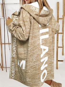 Manteau trench beige à capuche pour femme - Manches longues, coupe ample, veste streetwear, fermeture éclair, poches avant, 100% polyester, décontracté - Product Image 2