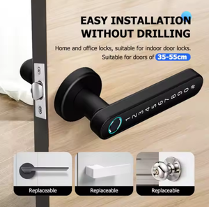Tuya <strong>Biometric</strong> Smart Lock Keyless Internal Door Handle Mortise Cam Lever Black Knob <strong>Fingerprint</strong> <strong>Scanner</strong> Electronic Lock Room - Product Image 5