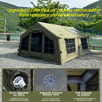 Tente gonflable Coody 13.6 Air - Vert armée, glamping de luxe, grande tente de camping portable en coton de haute qualité, tente de camping extérieure