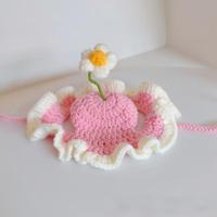 Chapeau pour animaux de compagnie tricoté à la main avec motif floral, réglable, en laine douce, pour chats et chiens, accessoire amusant pour photos, vêtements et accessoires pour animaux de compagnie, vente en gros