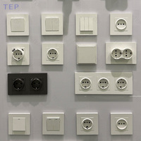 Juego de Interruptores y Enchufes Eléctricos Estándar de la UE, Corriente Nominal de 16 A, para el Hogar, Enchufes de Pared con Panel de PC, Tipo Schuko Alemán
