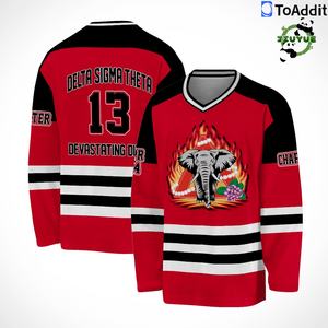 Custom Delta Sigma Theta voetbaltenue DST zwart rood Grieks studentenverenigings streetwear shirt oprichtingsjaar ademend polyester - Product Image 3