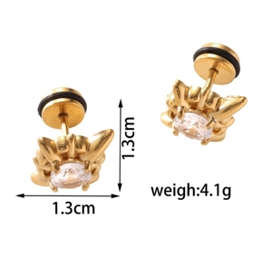 Vente en gros de boucles <span class=keywords><strong>d</strong></span>'oreilles à griffes en zircon style punk boucles <span class=keywords><strong>d</strong></span>'oreilles étoiles vintage en obsidienne pour hommes en acier inoxydable - Product Image 2
